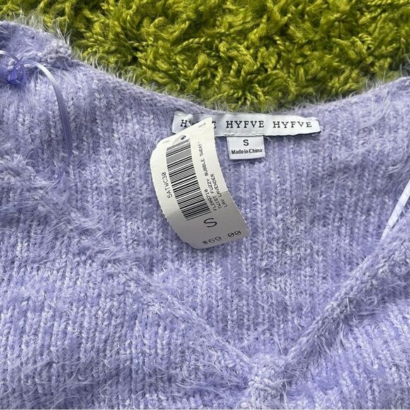 NWT CROP TOP FUZZY PURPLE SWEATER - Picture 2 of 13